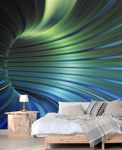 Blaue 3D Tunnel-Tapete