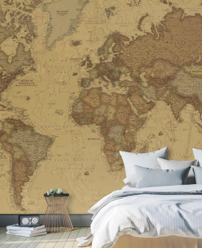papier peint mural de carte vintage sépia appelé Rustic World Map pour les chambres, les cuisines et les bureaux papier peint mural de carte vintage sépia appelé Rustic World Map pour les chambres, les cuisines et les bureaux