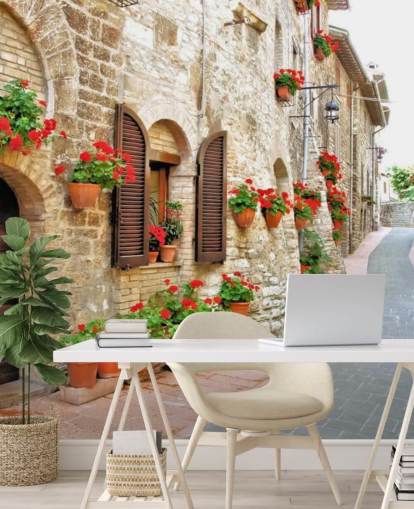 Tuscan Hill Town Fasad Bakgrund 