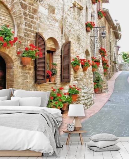 Tuscan Hill Town Fasad Bakgrund 