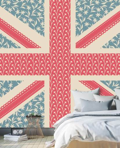 Floral Union Jack Flagge Tapete