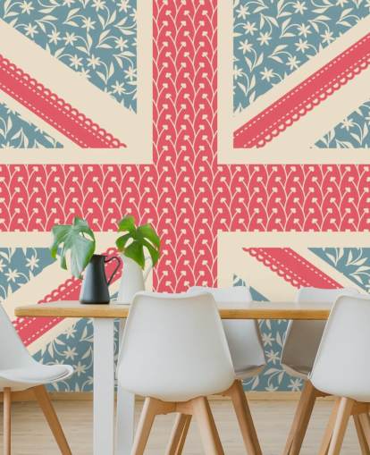 floral union jack flag wallpaper