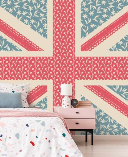 papier peint drapeau floral union jack