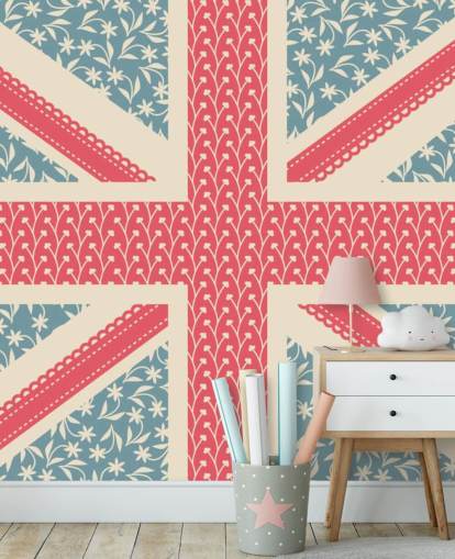 carta da parati floreale bandiera union jack