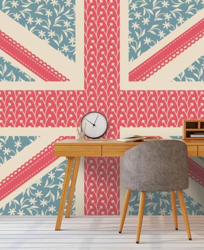 papel de parede floral union jack flag