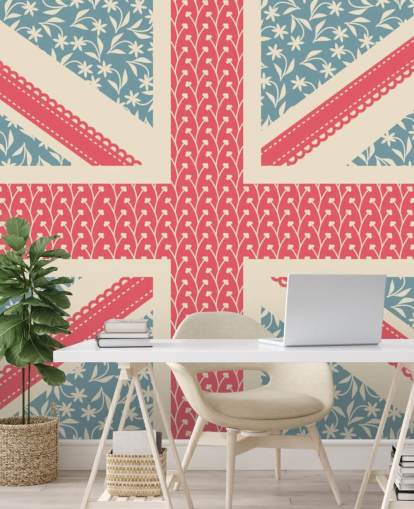 floral union jack flag wallpaper