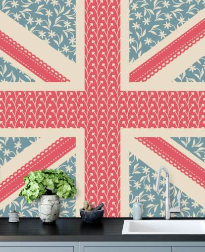 carta da parati floreale bandiera union jack carta da parati floreale bandiera union jack