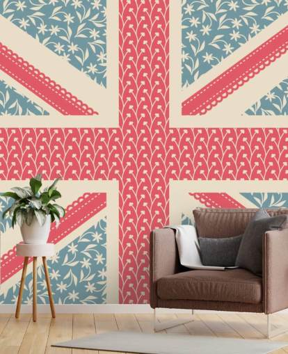 Floral British Flag Union Jack Wallpaper