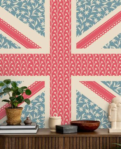 papel de parede floral union jack flag papel de parede floral union jack flag