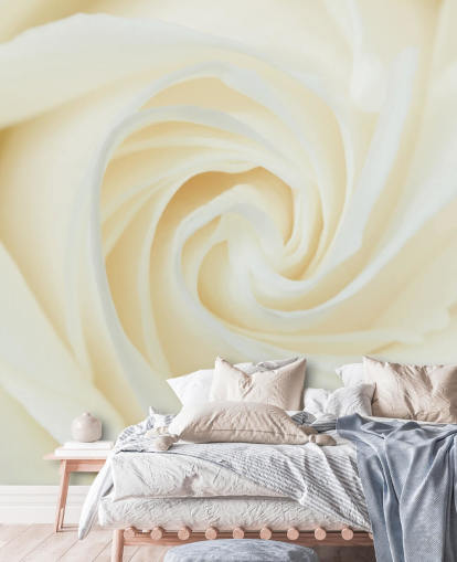 Nærbillede af White Rose Vægmaleri 