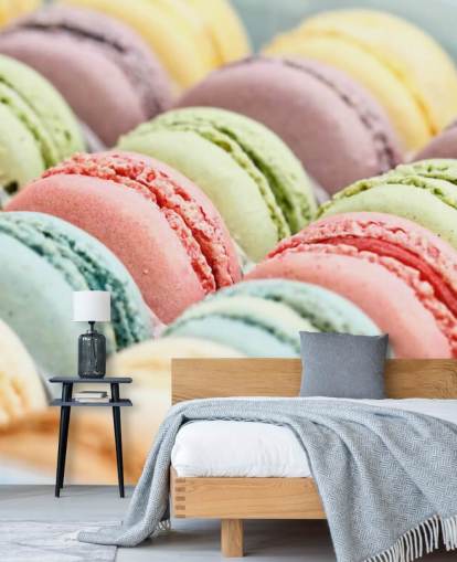 pastel farvede macarons tapet