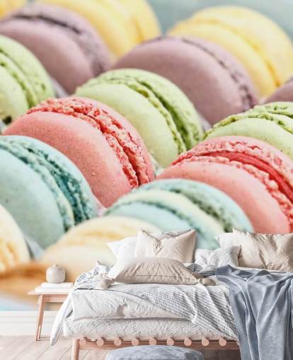 pastel coloured macarons wallpaper