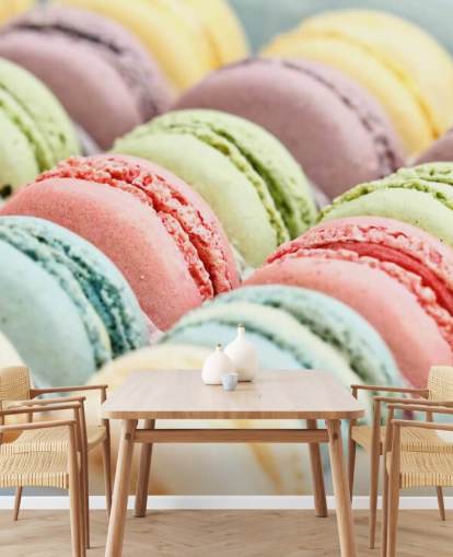 pastel coloured macarons wallpaper