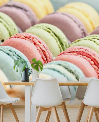 pastel coloured macarons wallpaper