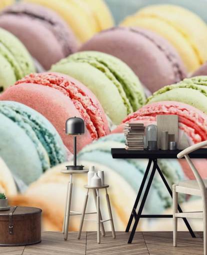 papier peint macarons pastel