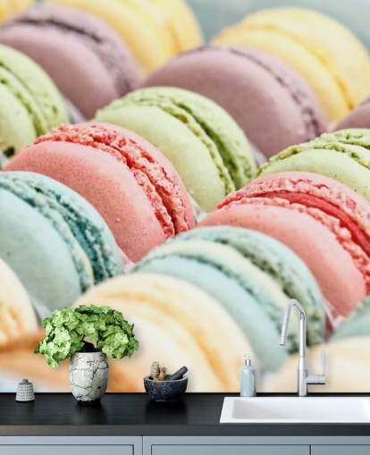 pastellfarbene Macarons Papiertapete