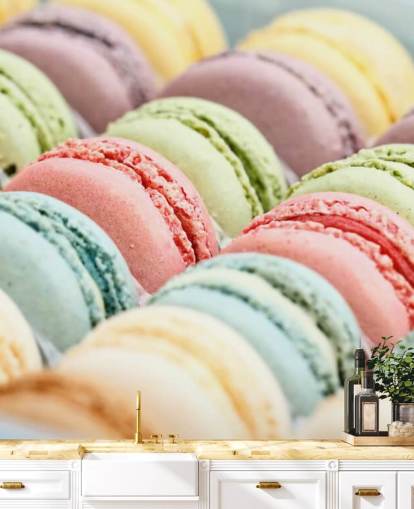 papier peint macarons pastel