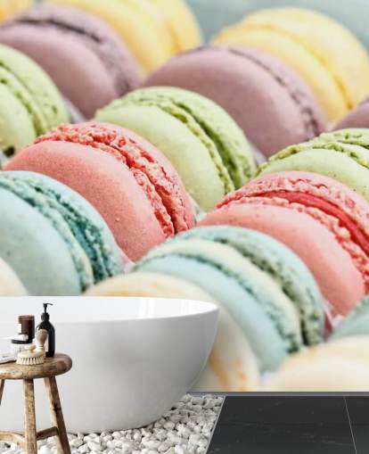 pastellfärgade macarons tapet