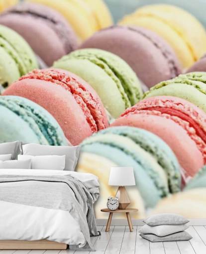 pastel farvede macarons tapet