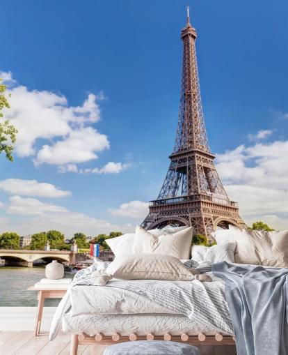 Papel pintado Torre Eiffel y río Sena Papel pintado Torre Eiffel y río Sena