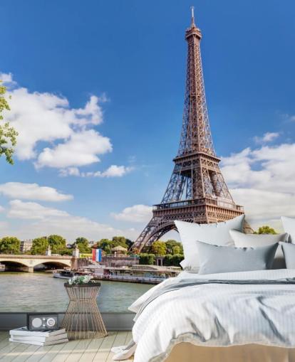 Papel de Parede Torre Eiffel e Rio Sena