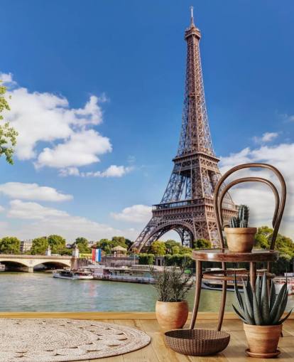 Eiffel Tower & River Seine Wallpaper