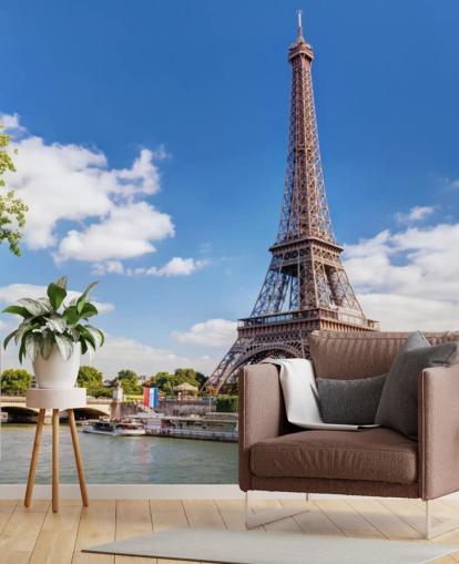 Papel pintado Torre Eiffel y río Sena