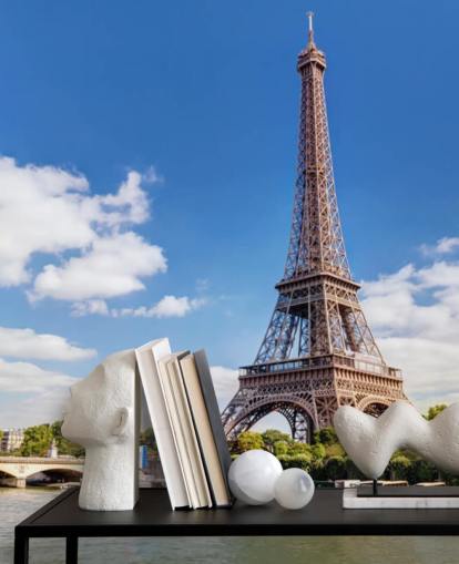 Papel de Parede Torre Eiffel e Rio Sena