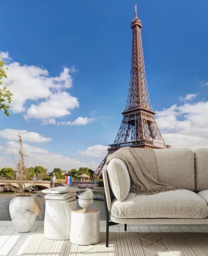Papel pintado Torre Eiffel y río Sena Papel pintado Torre Eiffel y río Sena