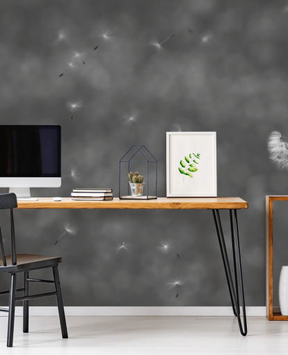 Decorazione murale con dente di leone singolo in bianco e nero Decorazione murale con dente di leone singolo in bianco e nero