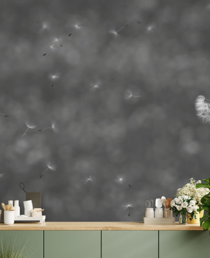 Svart og hvit Enkelt Løvetann Mural