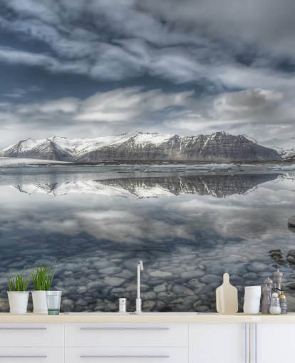 Papel de Parede Lago Gelado na Islândia Papel de Parede Lago Gelado na Islândia