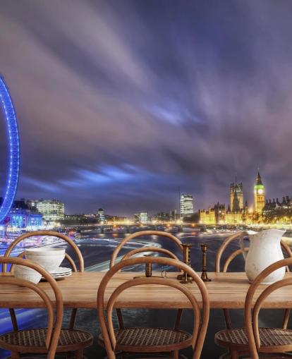 Light Trails up The Thames London Wall Mural Light Trails up The Thames London Wall Mural