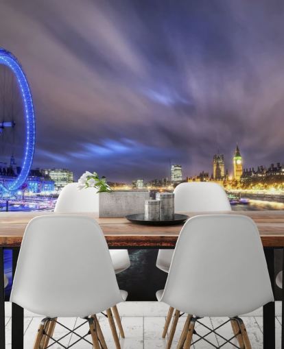 Light Trails up The Thames London Wall Mural