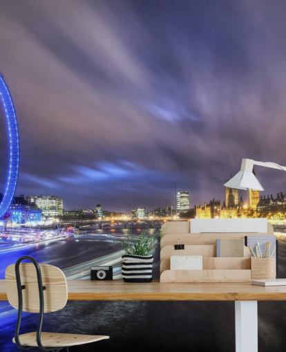 Light Trails up The Thames London Wall Mural Light Trails up The Thames London Wall Mural