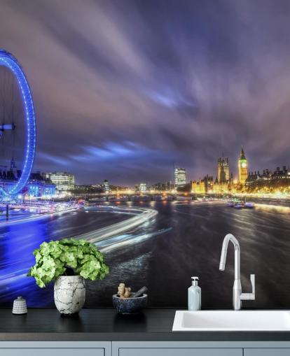 Lysstier opp Thames London veggmaleri