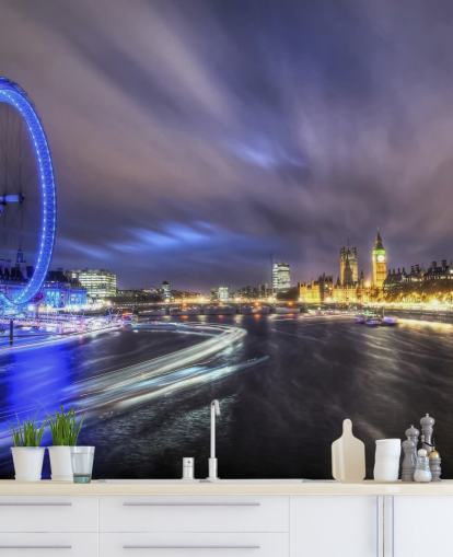 Leichte Spuren die Themse hinauf London Fototapete