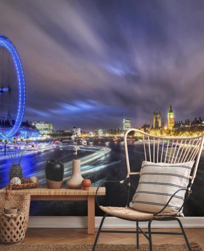 Light Trails up The Thames London Wall Mural
