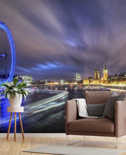 Lysstier opp Thames London veggmaleri