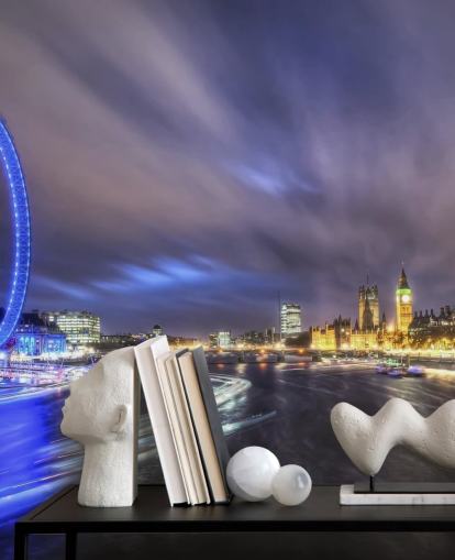 Light Trails up The Thames London Wall Mural