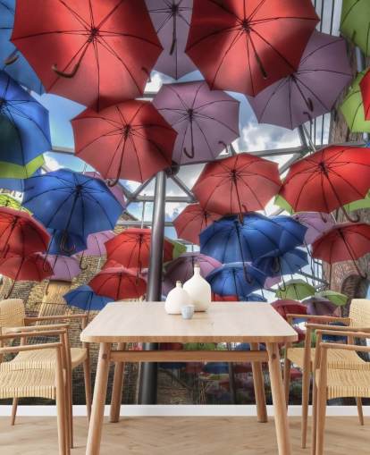 bunte Regenschirm Street Wallpaper