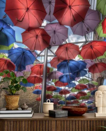 papier peint de rue parapluie coloré