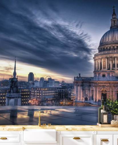Natten faller over St. Pauls katedral veggmaleri Natten faller over St. Pauls katedral veggmaleri
