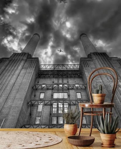 foto en blanco y negro de mural de battersea foto en blanco y negro de mural de battersea