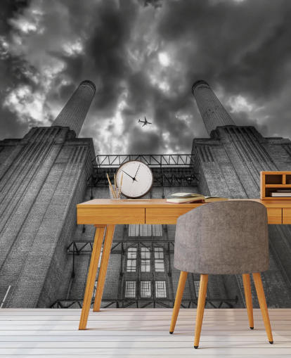 Plane over Battersea Power Station London Wallpaper