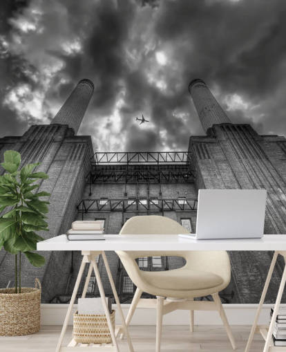 Plane over Battersea Power Station London Wallpaper