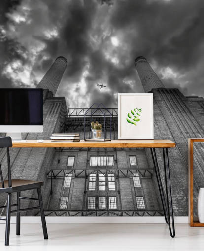 black and white photo of battersea wall mural black and white photo of battersea wall mural