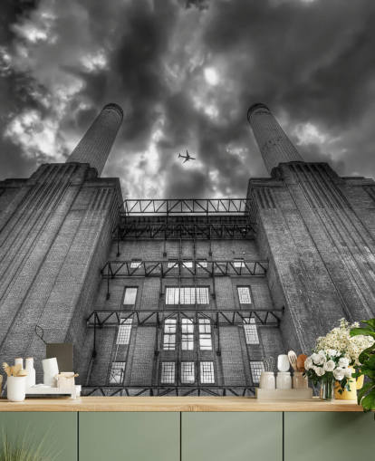 zwart-witfoto van battersea muurschildering