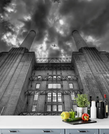foto en blanco y negro de mural de battersea
