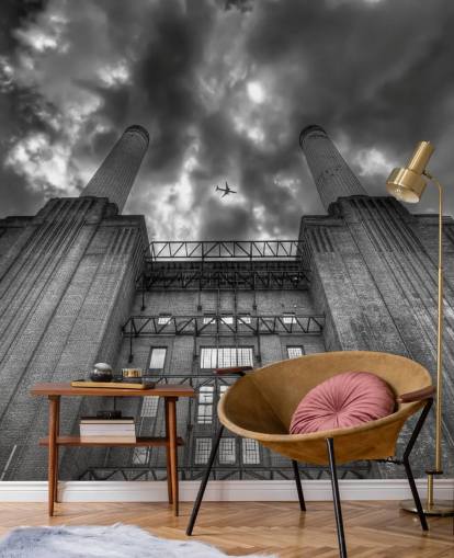 Plane over Battersea Power Station London Wallpaper